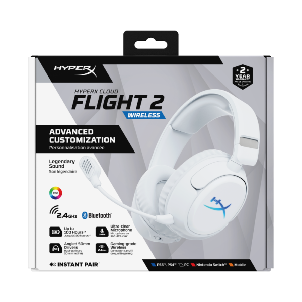 Casti Gaming Head-band HyperX Cloud Flight 2, Fara Fir, Alb