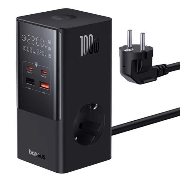 Incarcator Baseus PowerCombo Tower, 100 W, 6 porturi, Negru
