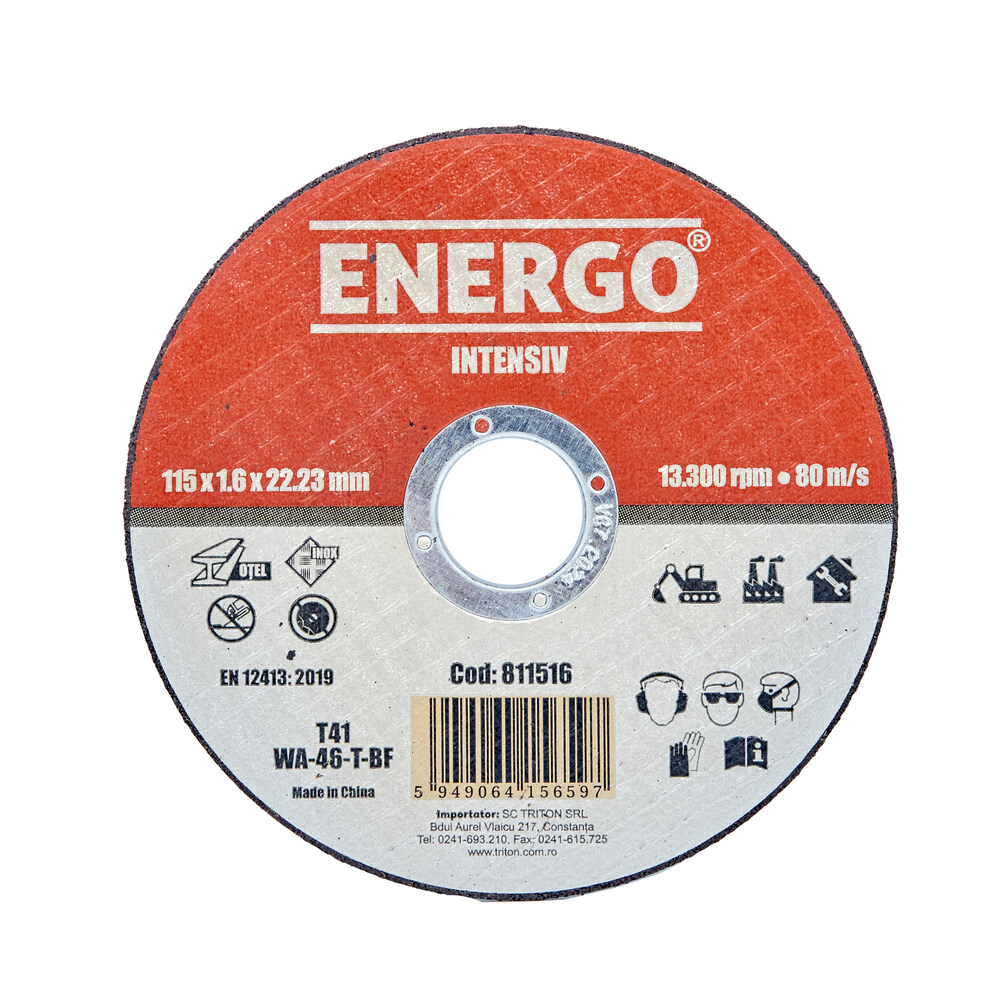 4010413_disc-abraziv-taiere-energo-811516-1 Disc abraziv taiere INTENSIV 115x22.2x1.6mm WA46T tip-41 inox otel ENERGO ZZ - imagine 1