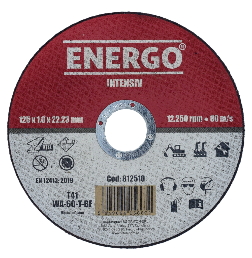 4010413_disc-abraziv-taiere-energo-812510-1 Disc abraziv taiere INTENSIV 125x22.2x1.0mm WA60T tip-41 inox otel ENERGO ZZ - imagine 1