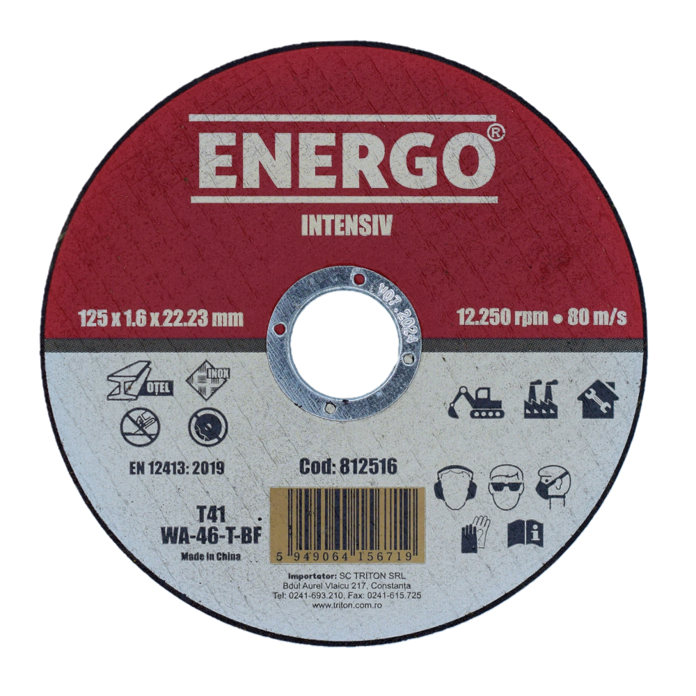 4010413_disc-abraziv-taiere-energo-812516-1 Disc abraziv taiere INTENSIV 125x22.2x1.6mm WA46T tip-41 inox otel ENERGO - imagine 1