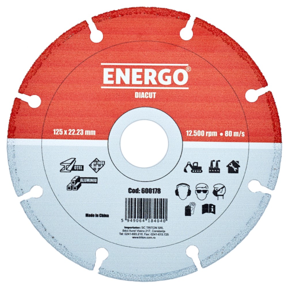 4010414_disc-diamantat-taiere-energo-600178-1 Disc diamantat taiere DIACUT 125x22.2mm sector diamante lipite electroplacare metal-universal ENERGO - imagine 1