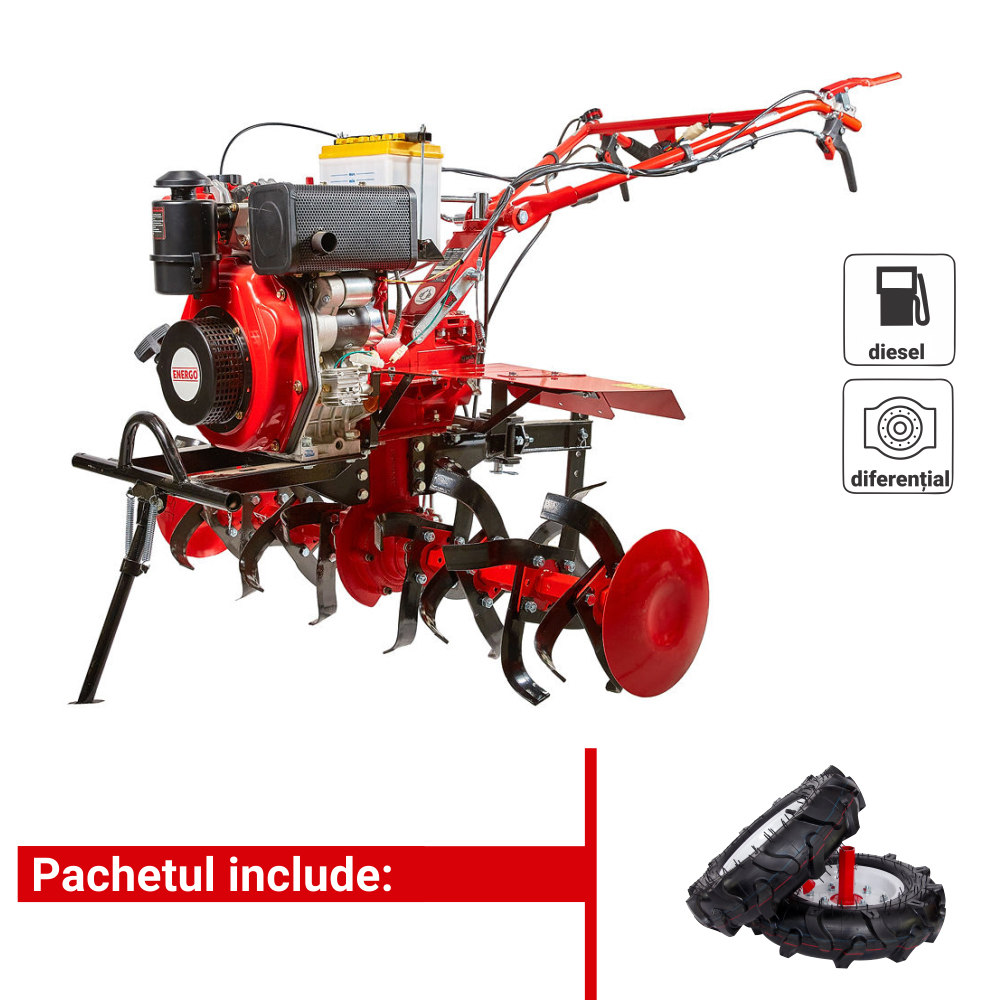 4020901_motocultor-energo-687207-1 Motocultor H105E cu angrenaj fonta diferential 153 kg 7 CP motorina 2+1 viteze cu roti cauciuc ENERGO - imagine 1