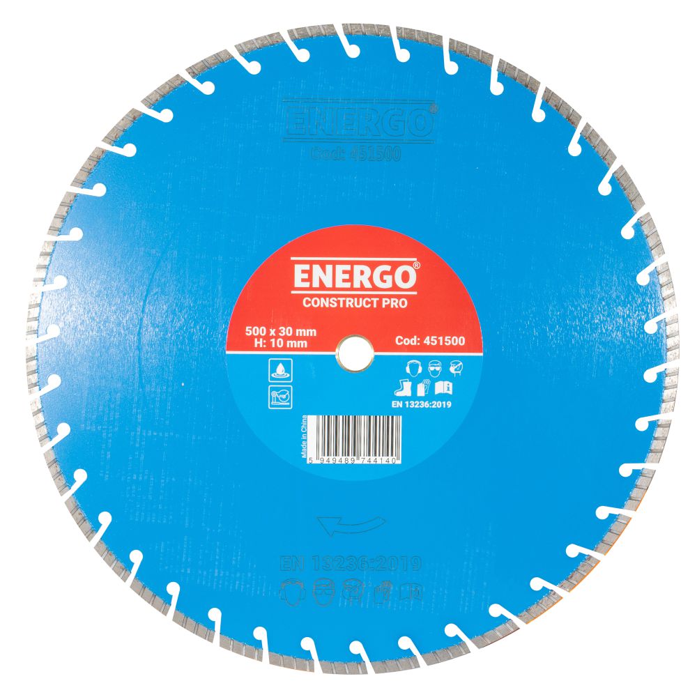 40301041_disc-diamantat-taiere-energo-451500-1 Disc diamantat taiere CONSTRUCT PRO 500x30 mm (25.4 mm ) T20 sector cu pastile-turbo beton-armat pavele boltari mozaic caramida ENERGO - imagine 1