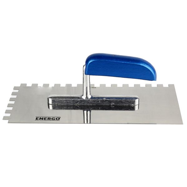 Gletiera zimtata ULC lama inox 280x130mm grosime 0.7mm dantura 12x12mm cu maner lemn ENERGO