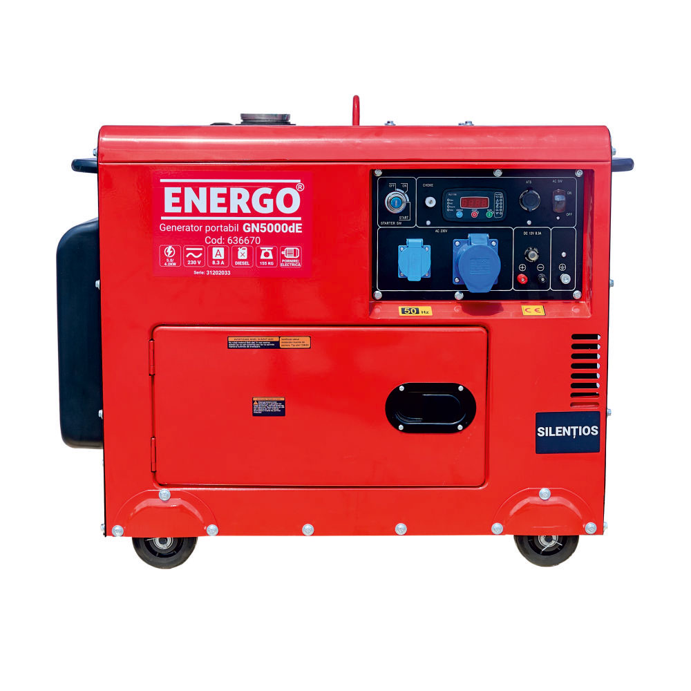 4080101_generator-portabil-energo-636670-2-1 Generator portabil GN5000dE carcasat cu roti Pmax 5.0kW/230V rezervor 15L motorina ATS optional start electric ENERGO - imagine 1