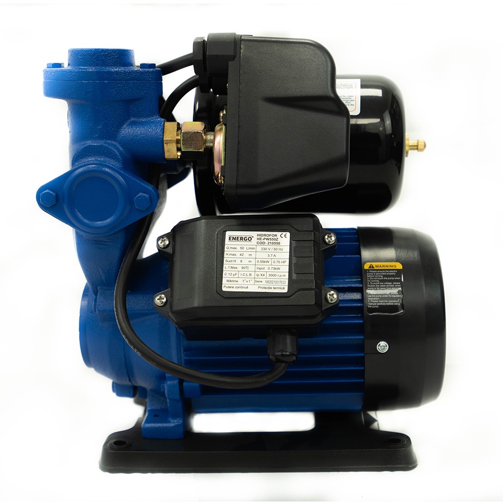 4090102_hidrofor-energo-210550-1 Hidrofor HE-PW550Z turatie fixa debit-50L/min presiune-42mCA Hmax-8m vas-2L DN-1"x1" 0.55kW-230V ENERGO - imagine 1