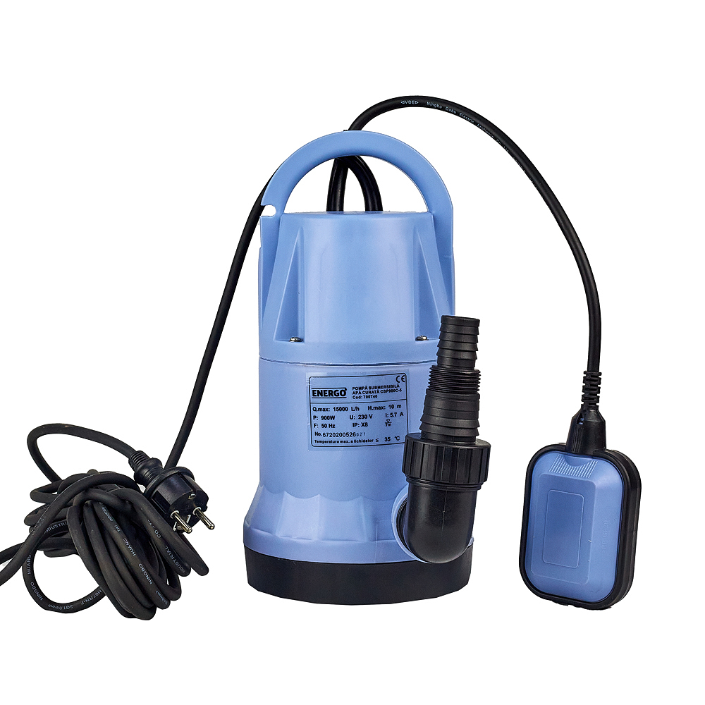 4090201_pompa-submersibila-apa-curata-energo-700740-1 Pompa submersibila apa curata CSP900C-5 debit 250L/min Hmax 10mCA cablu L-5m conexiune DN 1" 0.9kW 230V ENERGO - imagine 1