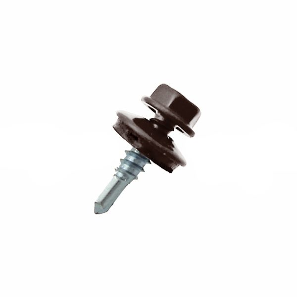 Surub autoforant cap hexagonal SW8 D-4.8mm L-19mm vf-4mm DIN7504K cu saiba epdm fixare metal/metal RAL8017 maro ENERGO