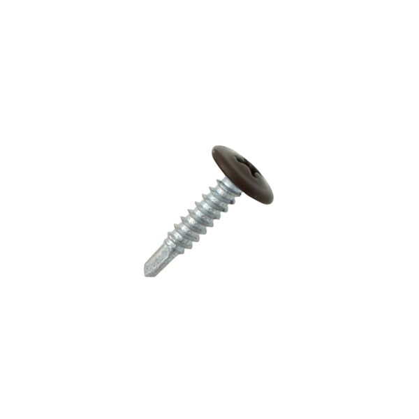 Surub autoforant cap plat cu saiba PH2 D-4.2mm L-19mm vf-3mm fixare metal/metal RAL8017 maro ENERGO