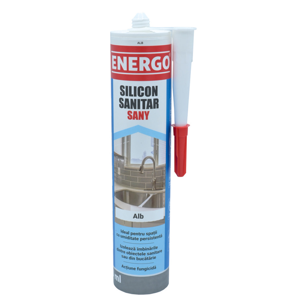 4111005_etansant-silicon-sanitar-energo-280804-1 Silicon etansant SANY sanitar alb pentru placi ceramice sticla plastic cartus 280ml ENERGO - imagine 1