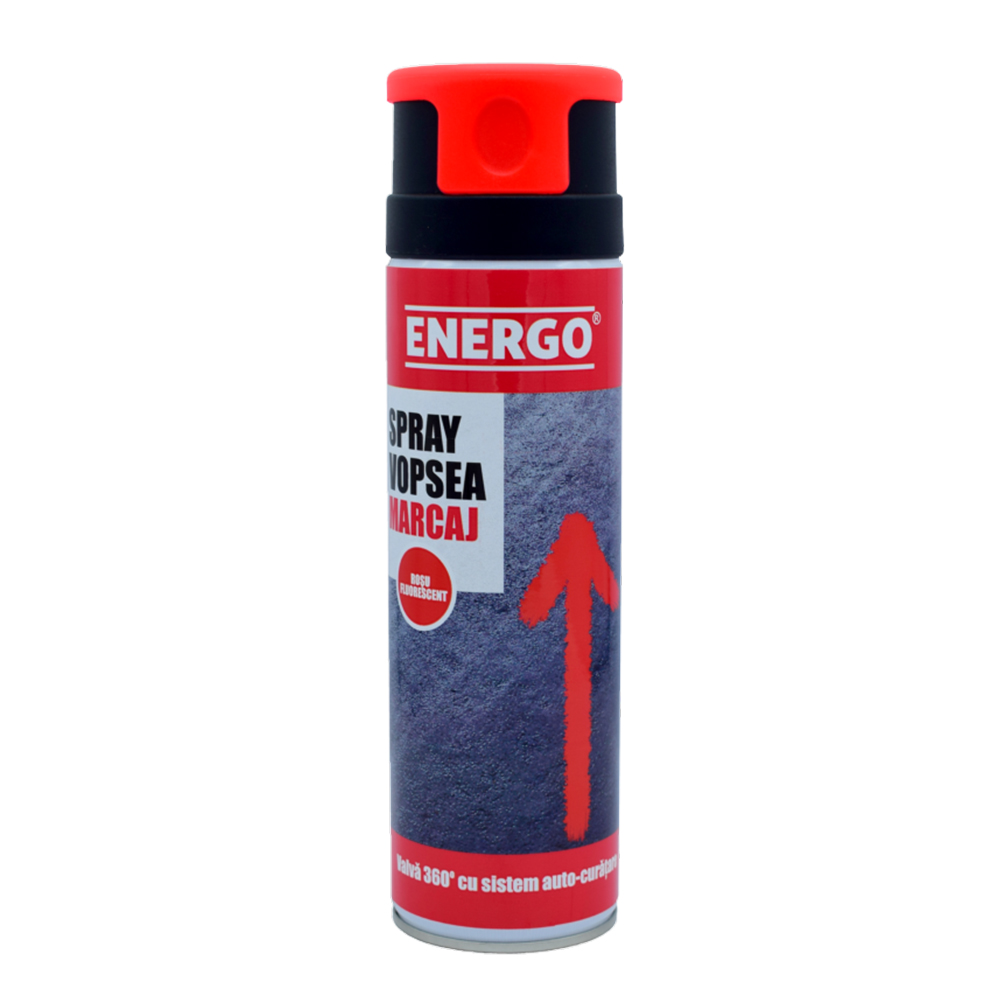4111101_spray-vopsea-marcaj-energo-311133-1 Spray vopsea EXPERT pentru marcaj rosu fluorescent valva pulverizare 360 grade volum 500ml ENERGO - imagine 1