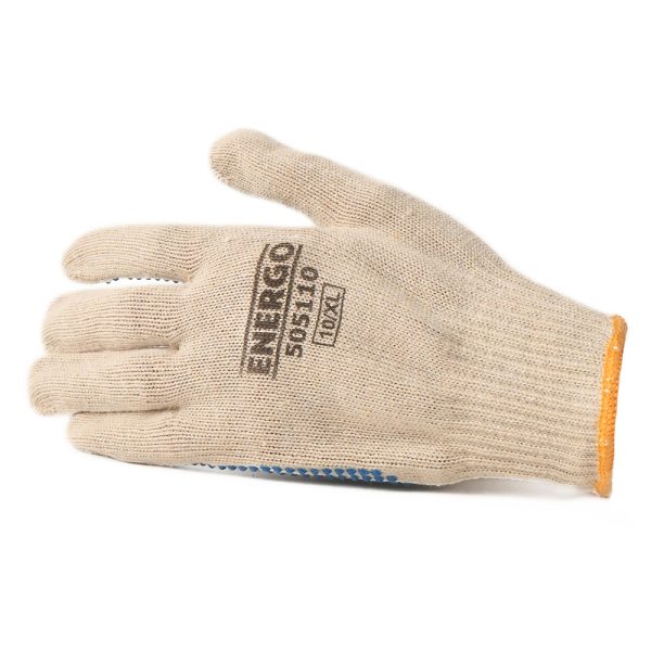 Manusi protectie PICO marimea 10 fibre mixte impregnate spuma PVC palma si degete cu picouri albastre ENERGO