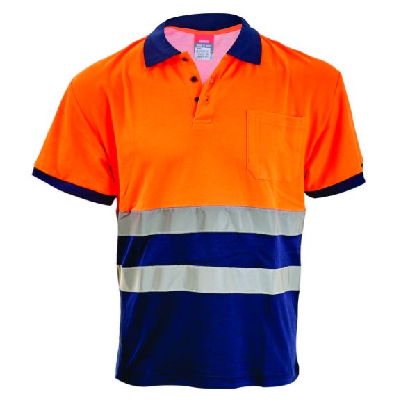 Tricou polo ROAD marimea XXXL portocaliu/bleumarin reflectorizant bumbac cu poliester 180g/mp ENERGO