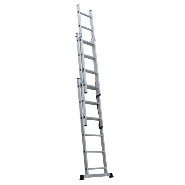 Scara 3 tronsoane culisante universala ST 3x8 trepte Lmax-5.1m Lmin-2.3m H.A-2.1m Aluminiu ENERGO
