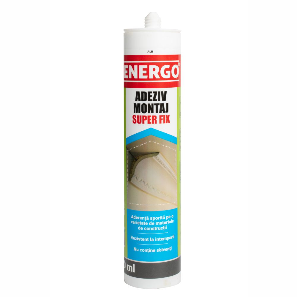 adeziv-montaj-280802-1 Adeziv montaj acrilic Super Fix (polistiren) alb 280 ml ENERGO - imagine 1
