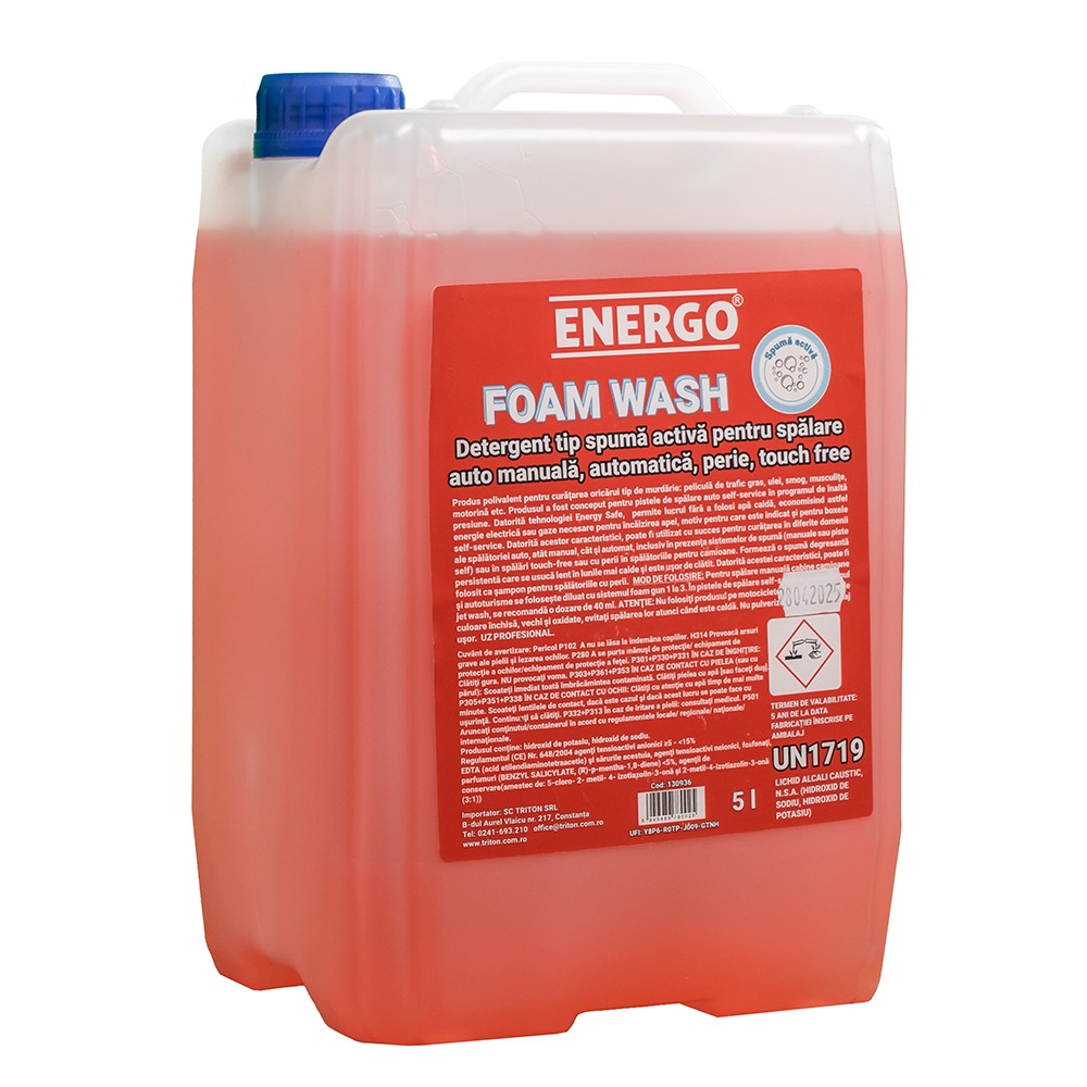 detergent-energo-130936-1 Detergent tip spuma activa FOAM WASH pentru spalare auto manuala automatica perie touch free la bidon 5L ENERGO - imagine 1