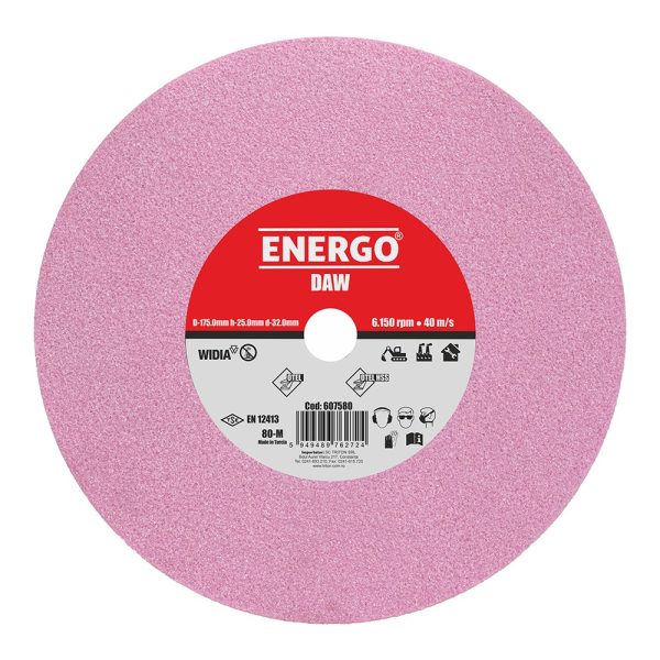 Disc abraziv slefuire polizor de banc DAW widia D-175mm h-25mm d-32mm AR-80-M roz otel HSS otel normal ENERGO 