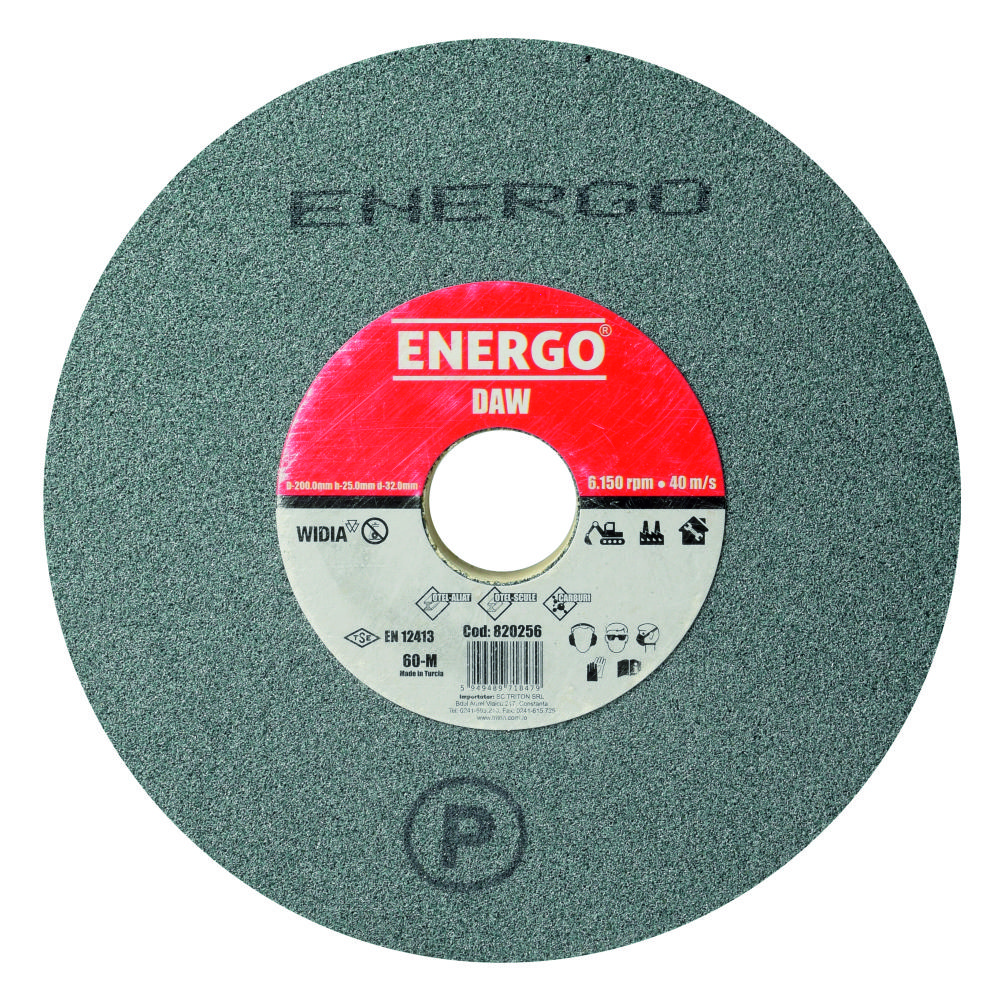 disc-abraziv-polizor-de-banc-energo-820256 Disc abraziv slefuire polizor de banc DAW widia D-200mm h-25mm d-32mm SCG-60-M verde otel aliat otel scule carburi ENERGO - imagine 1