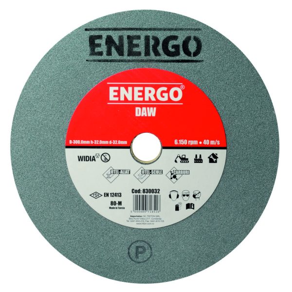 Disc abraziv slefuire polizor de banc DAW widia D-300mm h-32mm d-32mm SCG-80-M verde otel aliat otel scule carburi ENERGO 