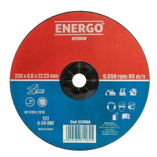 Disc abraziv polizare INTENSIV 230X22.2x6.0 mm otel A-24-RBF ENERGO