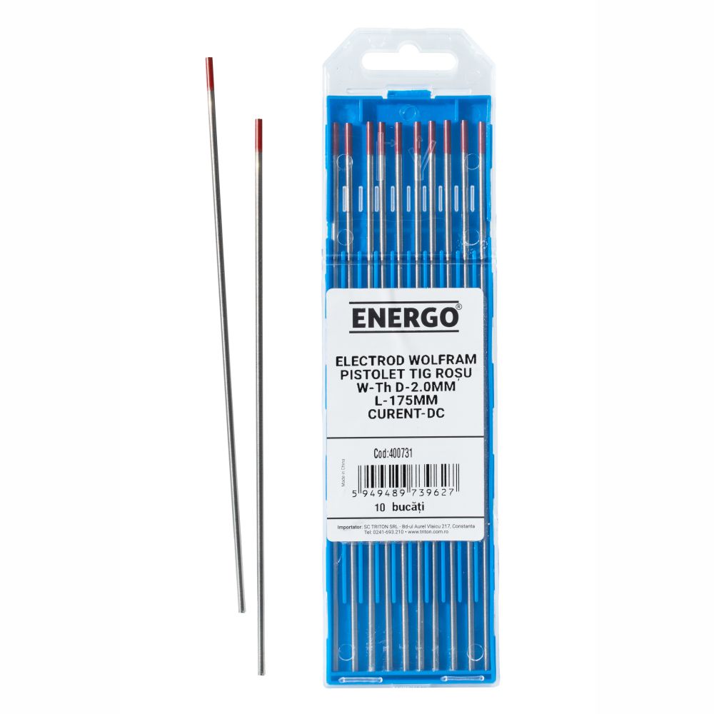 electrod-wolfram-energo-400731-1 Electrod wolfram pistolet TIG D-2.0mm L-175mm rosu curent DC pentru otel ENERGO - imagine 1