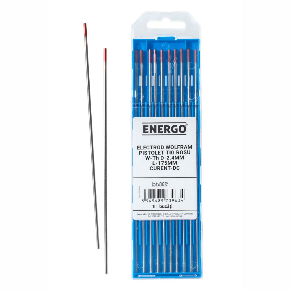 electrod-wolfram-energo-400732-1 Electrod wolfram pistolet TIG D-2.4mm L-175mm rosu curent DC pentru otel ENERGO - imagine 1