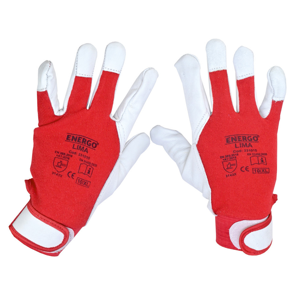 manusi-protectie-energo-331010-1-1 Manusi protectie LIMA marimea 10 bumbac/piele capra palma si varf degete manseta velcro EN388-2111XX ENERGO - imagine 1
