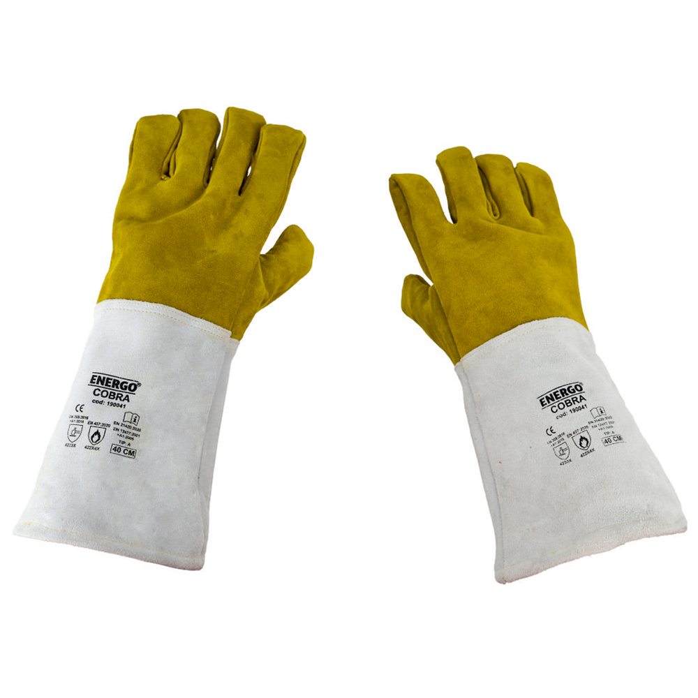 manusi-protectie-sudor-mma-mig-energo-190041-1_1 MANUSI PROTECTIE SUDOR REZISTENTE LA TEMPERATURA COBRA LUNGIME 40 CM SPALT BOVINA CU KEVLAR ENERGO - imagine 1