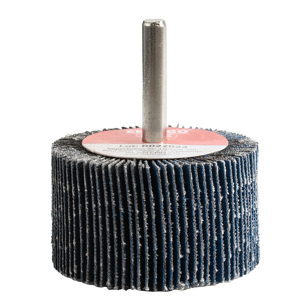 perie-abraziv-lamelara-cu-tija-energo-503012-1 Perie abraziv lamelara cu tija PLE D-50mm h-30mm prindere 6mm granulatie R 120 oxid aluminiu pentru lemn/inox/metal ENERGO - imagine 1