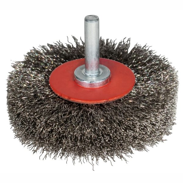 Perie sarma disc INTENSIV D-70mm cu sectiune fir 0.2mm L-15mm g-18mm despletit din inox prindere cu tija d-6mm ENERGO