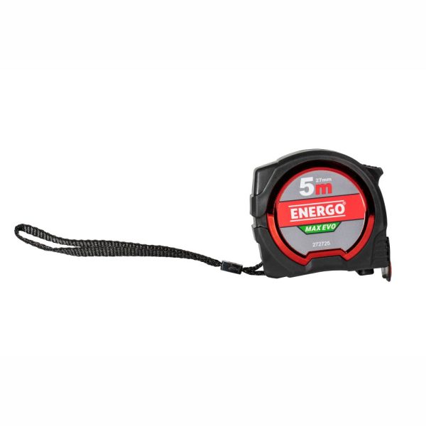 Ruleta EVO 5S banda otel neagra acoperita nylon L-5m latime 27mm gradatie ambele parti 2 blocaje magnetica ENERGO