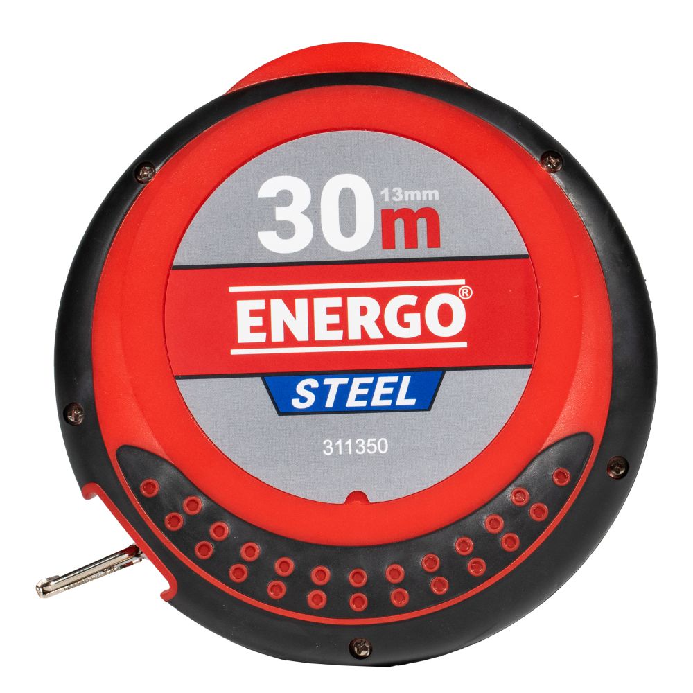 ruleta-energo-311350-1 Ruleta STEEL cu banda otel L-30m latime 13mm carcasa inchisa bimaterial si manivela ENERGO - imagine 1