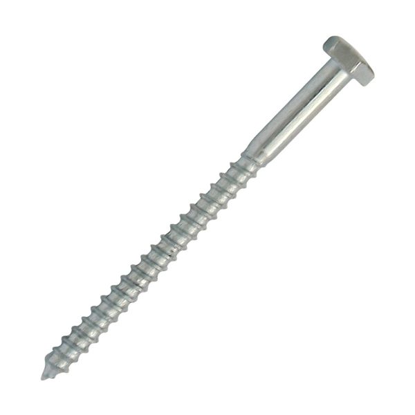 Surub autofiletant lemn SA-CH cap hexagonal SW-10 D-6.0mm L-80mm DIN571 zincat-alb ENERGO ZZ