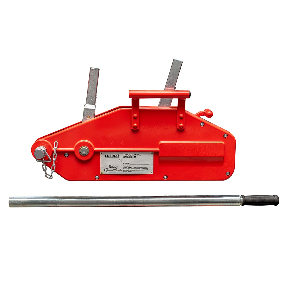 troliu-manual-tirfor-cu-cablu-energo-540001-1 Troliu manual 5400 Kg cu cablu 20 m si carlig ENERGO - imagine 1