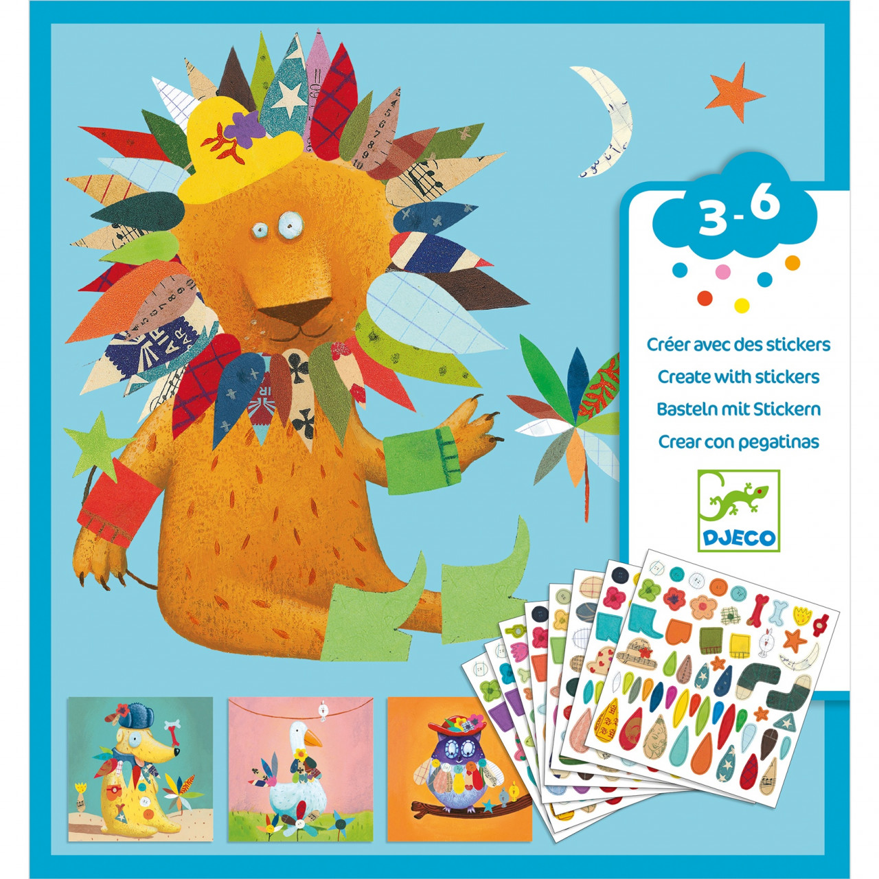 joc-creativ-cu-stickere-creeaza-animale-djeco1329 Joc creativ cu stickere Creeaza animale, Djeco - imagine 1