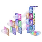 Joc magnetic Circuit pastel cu bile - 70 Piese, Cleverclixx - imagine 3