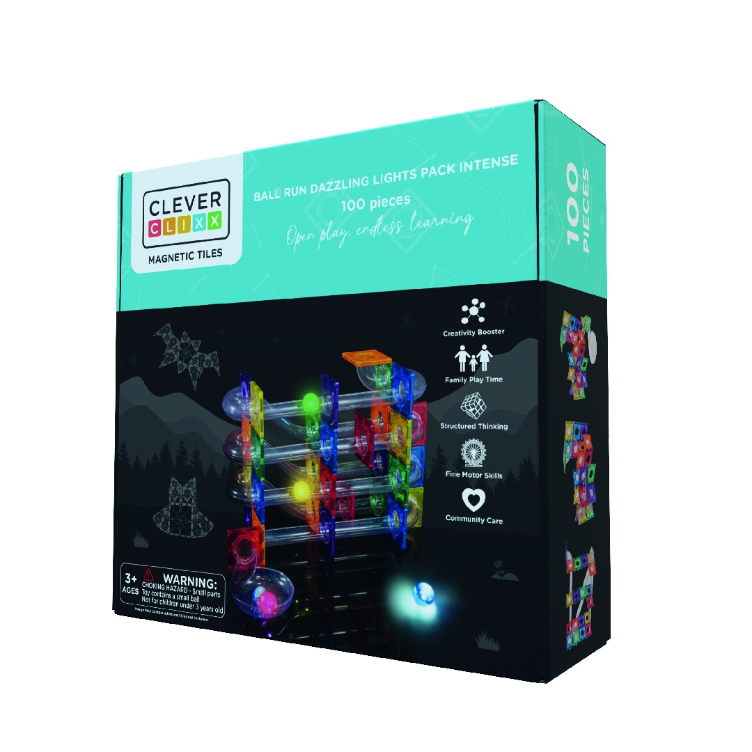 jocuri-magnetice-circuit-cu-bile-luminoase-100-piese-cleverclixx20544 Jocuri magnetice Circuit cu bile luminoase 100 piese, Cleverclixx - imagine 1