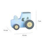 Jucarie de impins Tractor albastru din lemn, Orange Tree Toys - imagine 4
