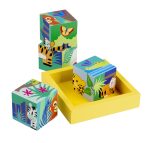 Jucarie Montessori Cuburi cu animale din jungla, Orange Tree Toys - imagine 4