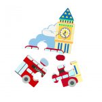 Jucarie Montessori mini puzzle din lemn autobuzul londonez, Orange Tree Toys - imagine 2