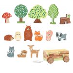 Jucarie Montessori Set cu piese din lemn animale de padure, Orange Tree Toys - imagine 5