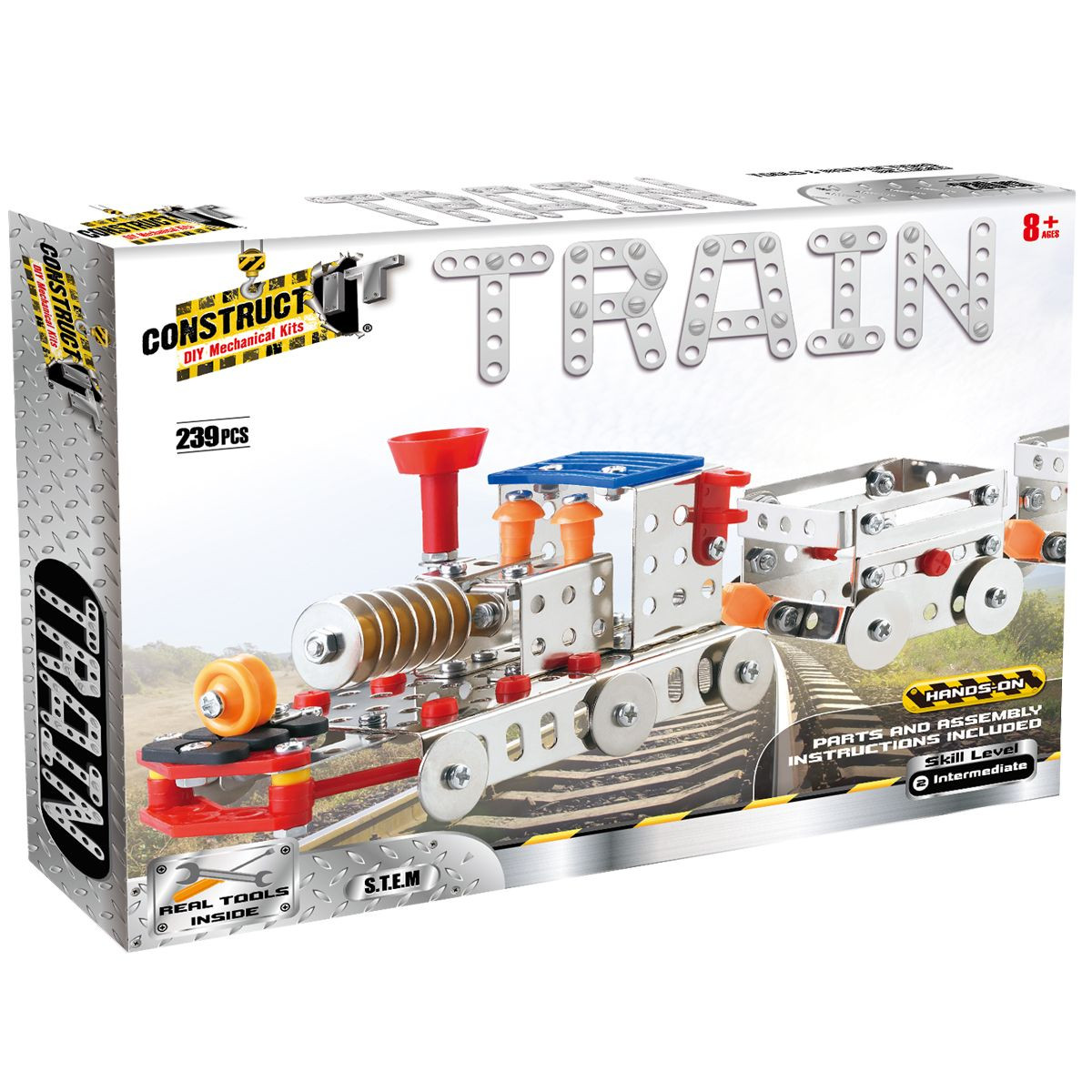 kit-stem-locomotiva-cu-aburi-si-doua-vagoane-nivel-intermediar9551 Kit STEM Locomotiva cu aburi și doua vagoane, nivel intermediar - imagine 1