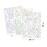 Mapa cu 3 postere de colorat Pasari, Djeco - imagine 3