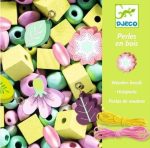 Margele de insirat din lemn Frunze si flori, Djeco - imagine 2