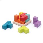 Puzzle cub 3D colorat din lemn, Svoora - imagine 3