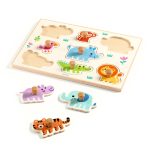 Puzzle din lemn cu animale salbatice, Djeco - imagine 2