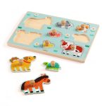 Puzzle din lemn cu butoni, Djeco - imagine 3