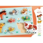 Puzzle din lemn cu butoni, Djeco - imagine 4