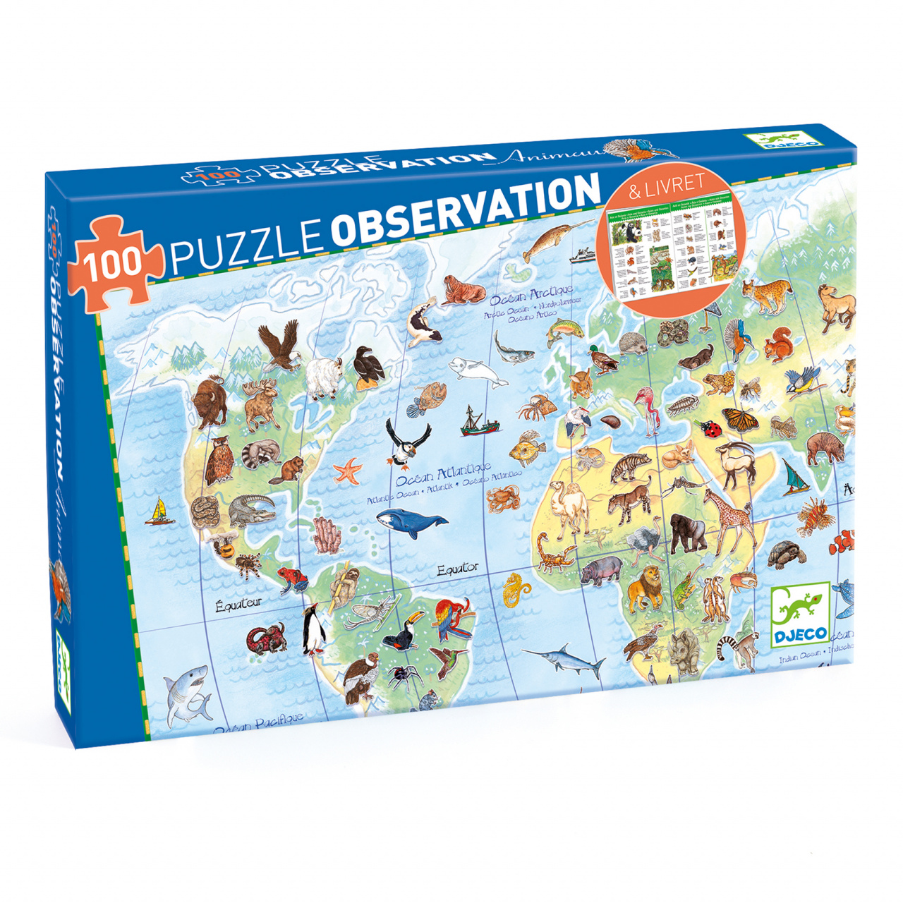 puzzle-observatie-animalele-lumii-djeco12834 Puzzle observatie Animalele lumii, Djeco - imagine 1